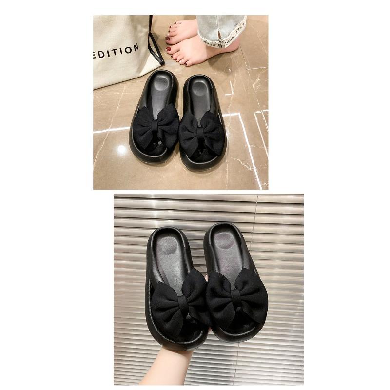 Sandalen mit dicker Sohle für Damen, Tragen von Schleifen-Clip-Slippern für Damen