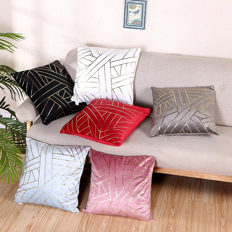 Throw Pillow Flannel Hot Stamping Pillow Case Sofa Cushion Car Cushion