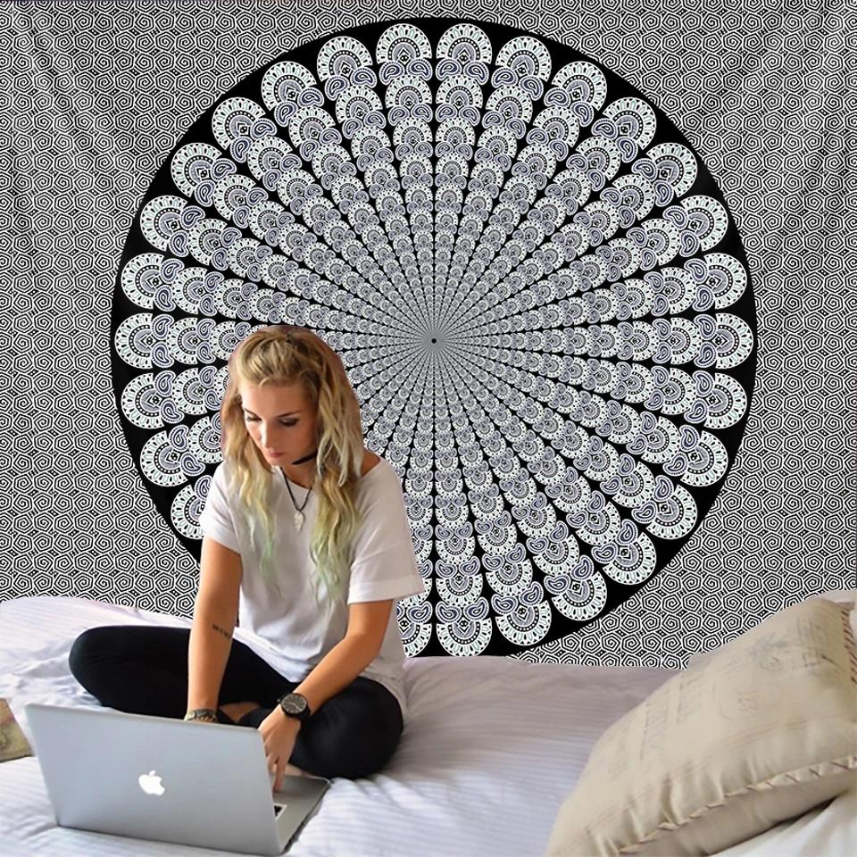 Mandala Tapestry Wall Hanging Boho Decor Wall Cloth Tapestries Psychedelic Hippie Night Moon Tapestry Mandala Wall Carpet