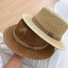 Straw Hat for Women Summer Old Money Style Hollow Woven Fedora Hat Retro French Beach Vacation Sun Hat Outdoor UV Protection