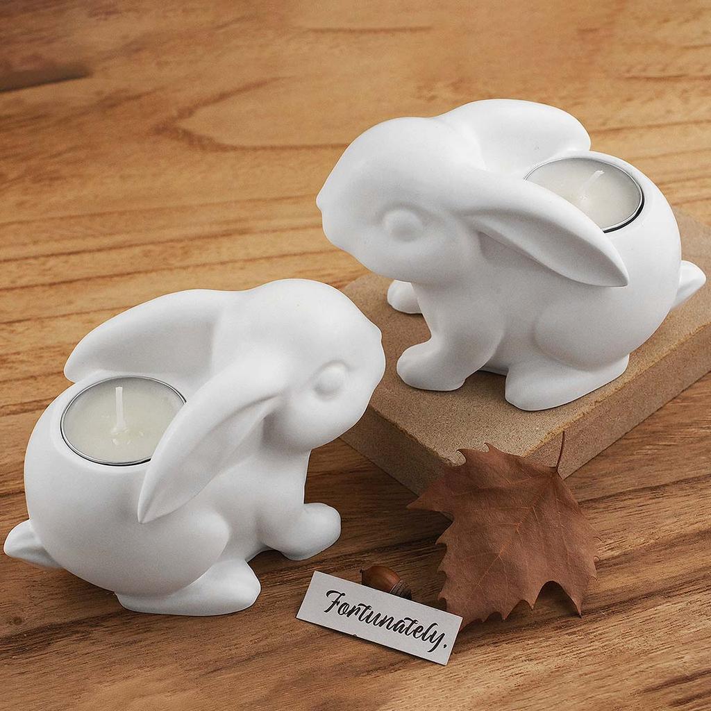 3D Cute Rabbit Candle Holder Silicone Mold DIY Easter Bunny Candlestick Craft Making Plaster Resin Clay Molds Home Holiday Decor