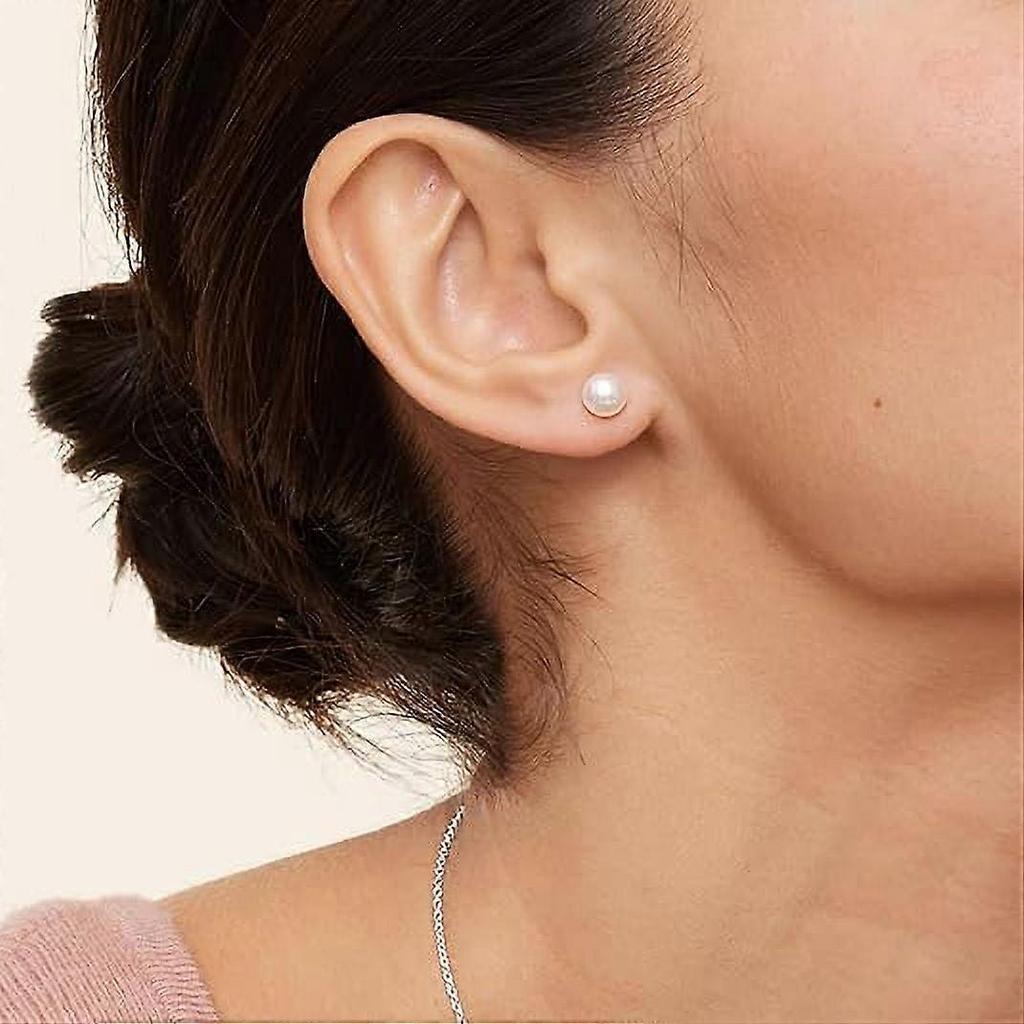 6 Pairs White Pearl Stud Earrings Set Round Ball Faux Pearl Earrings for Women, 7MM