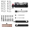Durability 15 in 1 Cycling Tool Containing Steel Patches Strips Double Direction Ratchets and Compacts Carry Pouches