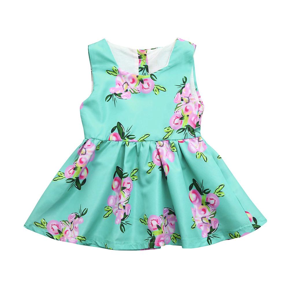 Toddler Infant Baby Girls Sleeveless Dress Floral Splice Yarn Layered Sundress