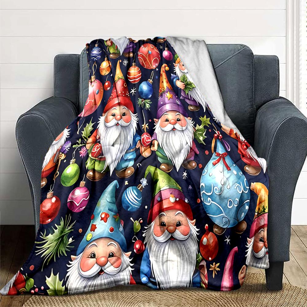 1Pc Christmas Gnome Snow Blanket Soft Throw Blanket For Home Bedroom Bed Sofa Travel Office Solid Christmas Blanket