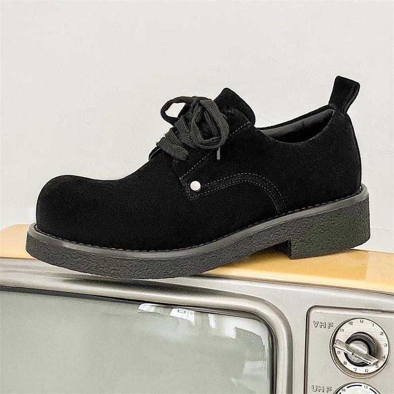 Herren Wildleder Weite Barfußschuhe Dicke Sohle Herren Outdoor-Sneakers Lässig Bequem Walking Flats Schnürschuhe Kleiderschuhe