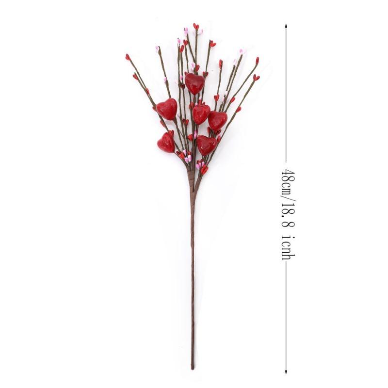 

Valentine s Day Red HeartShaped Fruit Branch with Artificial RedBerries for LivingRoom Home DecorSingle Branch OrnamentAccessory