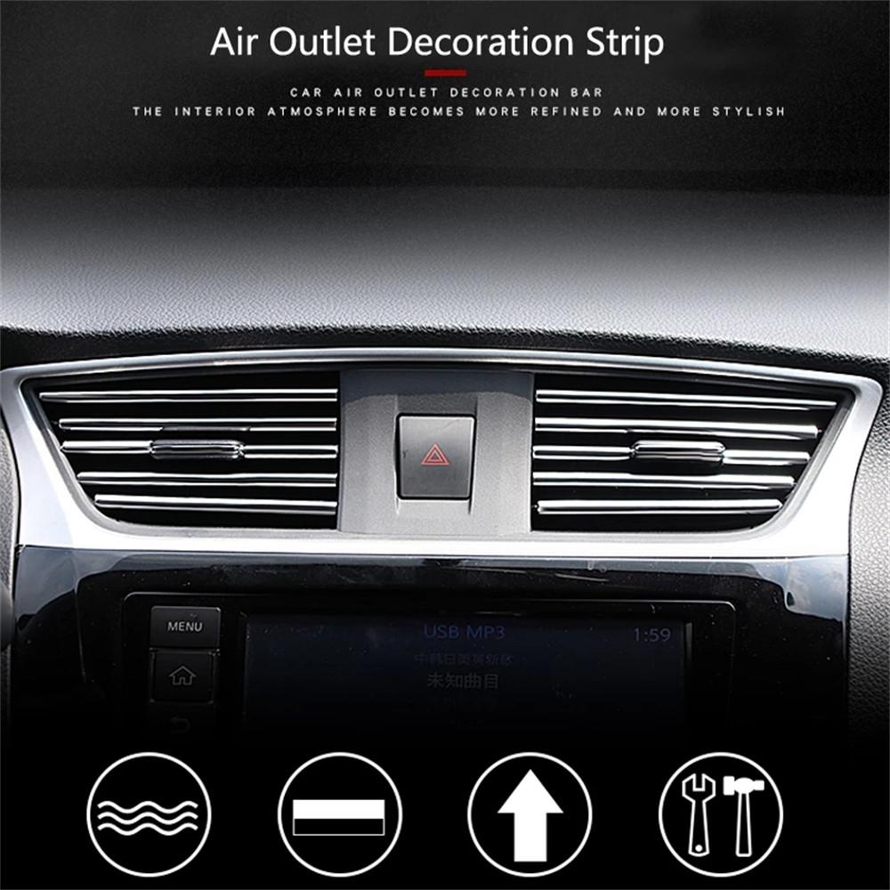 10Pcs 20cm Universal Car Air Conditioner Outlet Decorative PVC Trim Decoration Strip Car Styling Accessories For All Models