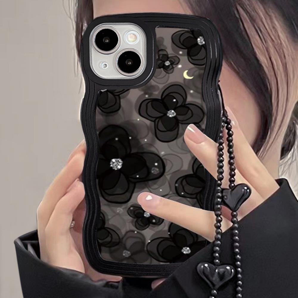 Black Love Butterfly Apple 16 Mobile Phone Case Applicable To IPhone15Pro Large Wave Soft Case 14 13 Pro Case