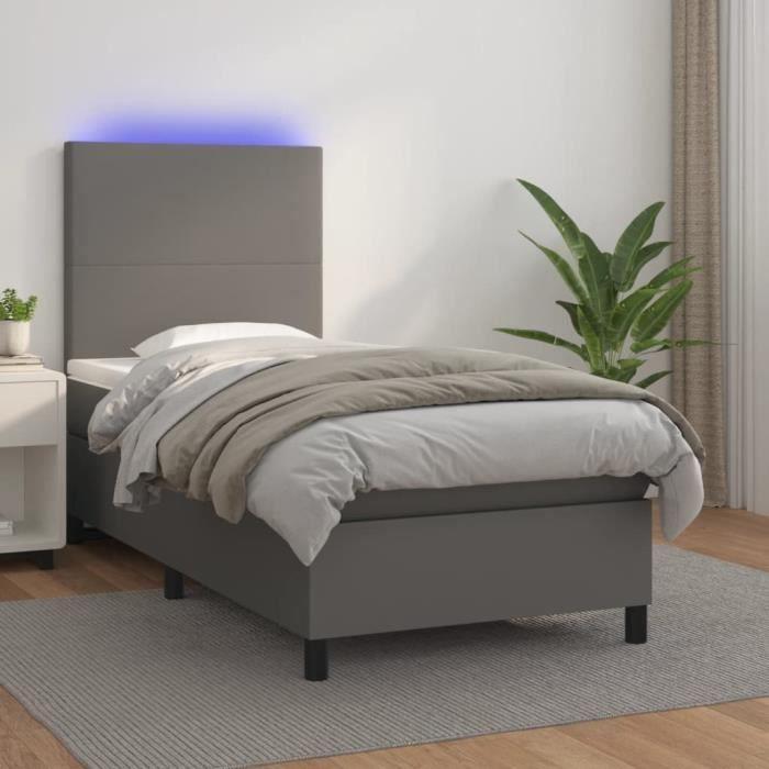 823376 vidaXL Lit coulissant Gris 2x(100x200) cm Bois de pin massif