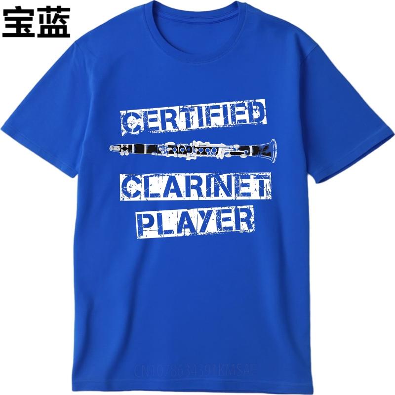 Basic Teenagers Summer tshirt Certified Clarinet Player With Instrument Graphic Short Sleeve Cotton Crew Neck Men Top