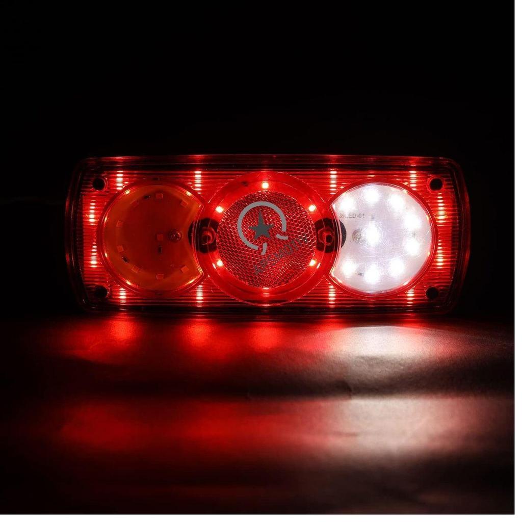 Universal Tail Lights 24V 39 LED Waterproof Rear Trailer Lights with Brake Reverse Turn Signal – 2 Pack for Truck RV Camper Boat