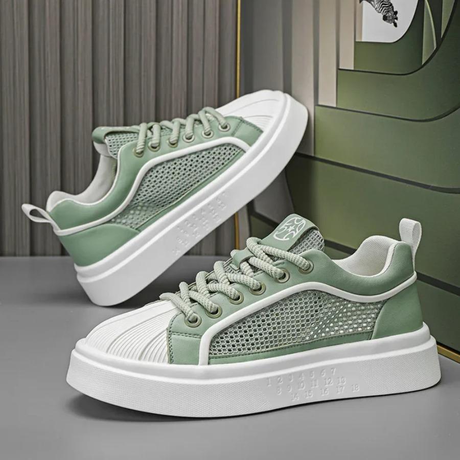 2025 Spring and Summer New Mesh Breathable Openwork Casual Flat Heel Low-top Lace-up Sports Vulcanized Board Shoes shoes for men
