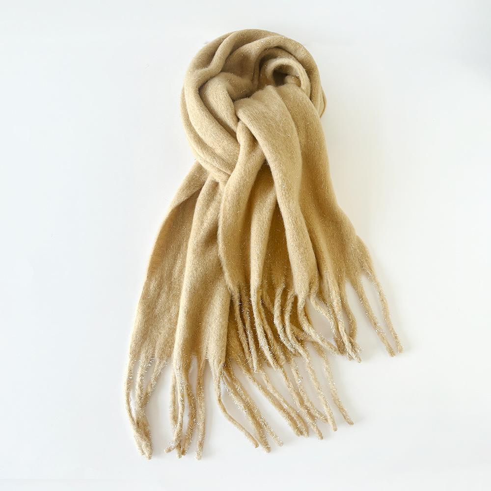 Thickened warm simple solid color mohair scarf large shawl women's plain scarf