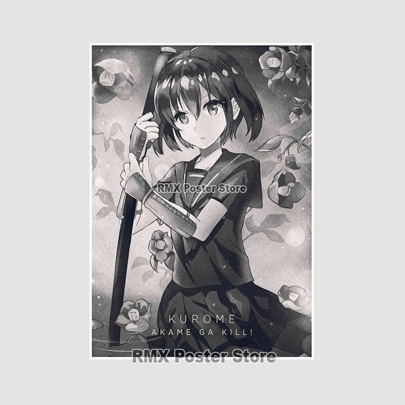 Akame Ga Kill Anime-Poster und Drucke, Wandkunst, Dekoration, weißes Papier, dekorative Gemälde, Bilder, Wohnzimmer, Zuhause, Wandbild