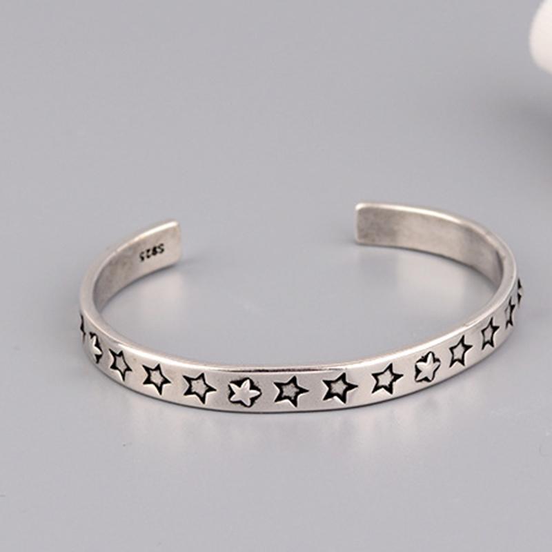 Silver Color Pupular Korea Style Star Bangle For Women  Simple Opening Hand Jewelry Party