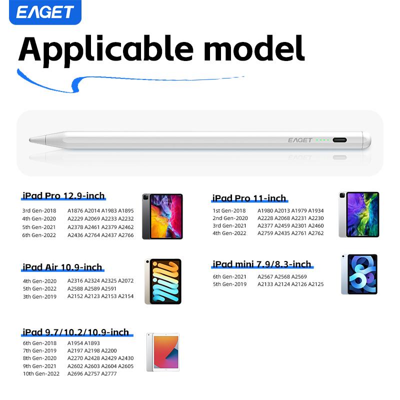 Stylus Pen For 2018-2024 IPad Has Palm Repulsion and Tilt Function 13 Min Quick Charge with iPad 6-10, iPad Pro 12.9 & 11 Inch.