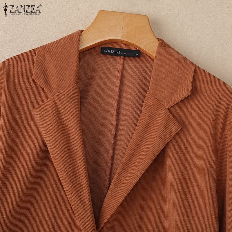 ZANZEA Women Casual Turn Down Collar Long Sleeve Thin Cardigan Tops