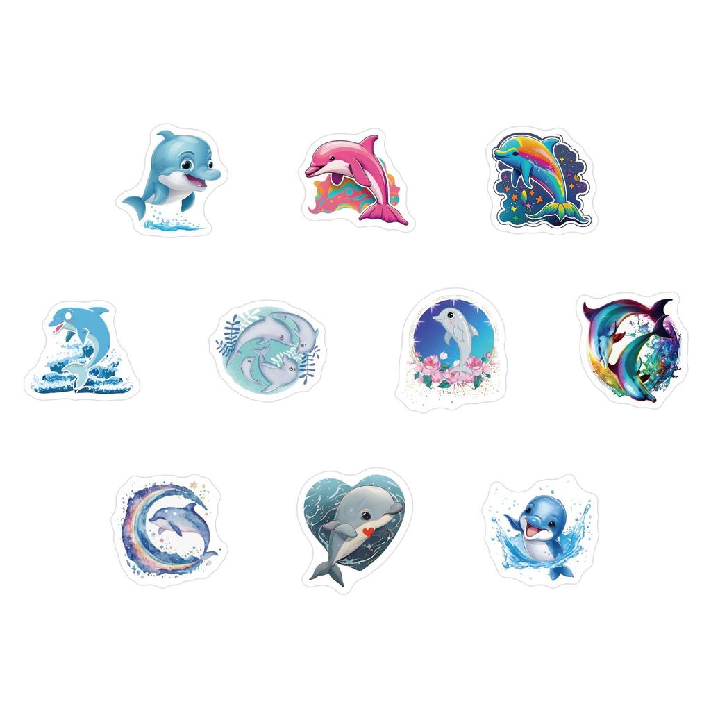 Cartoon Dolphin Swirl Stickers (500 Sheets) - Perfect for Journals, DIY Notebooks, and Children's Decorations