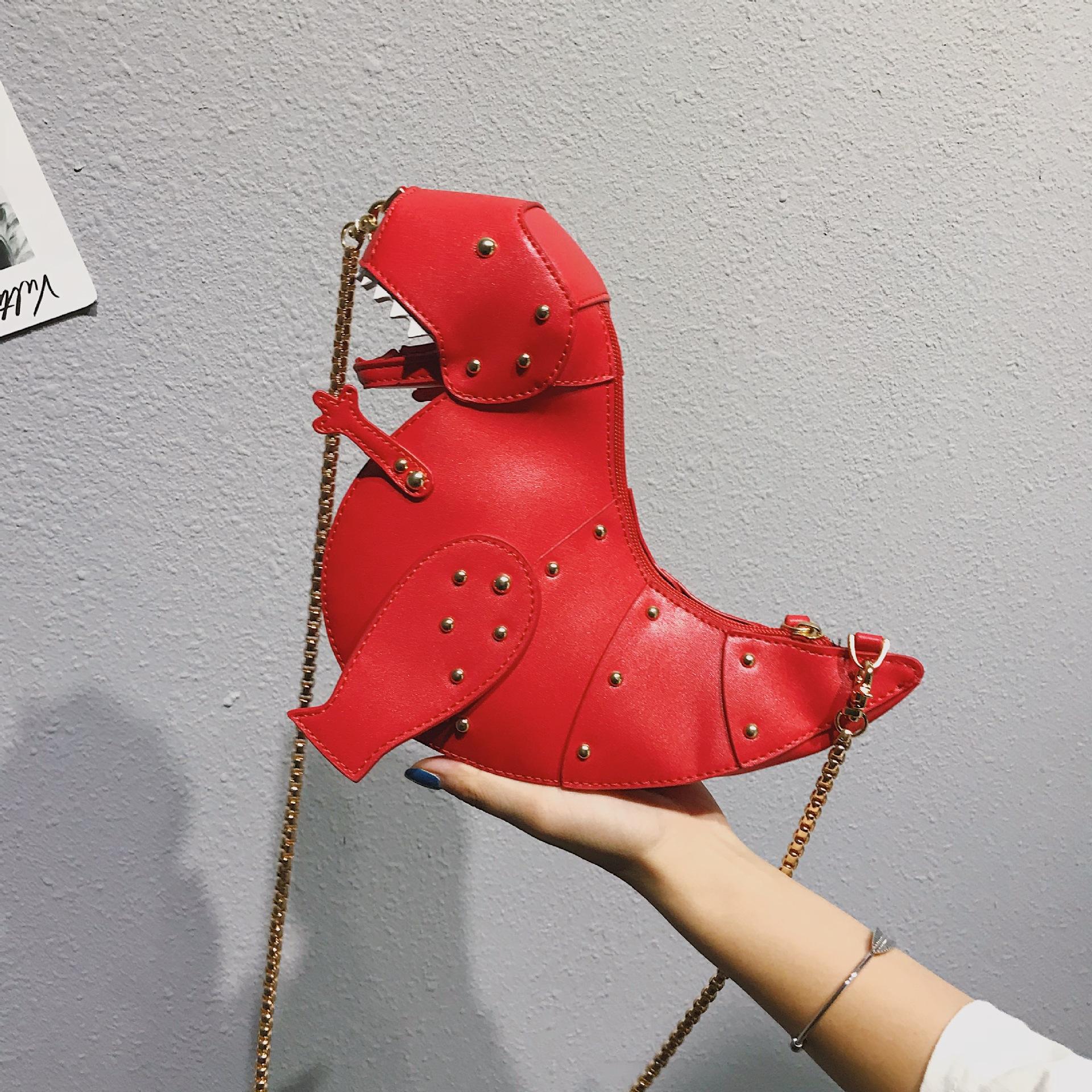 Market-6 Dinosaurus Dier Crossbody Tas Punk Studs Mini Ketting Schoudertas Portemonnee Kawaii Grappige Kleine Tote Bag voor Meisjes Dagelijkse Kleding