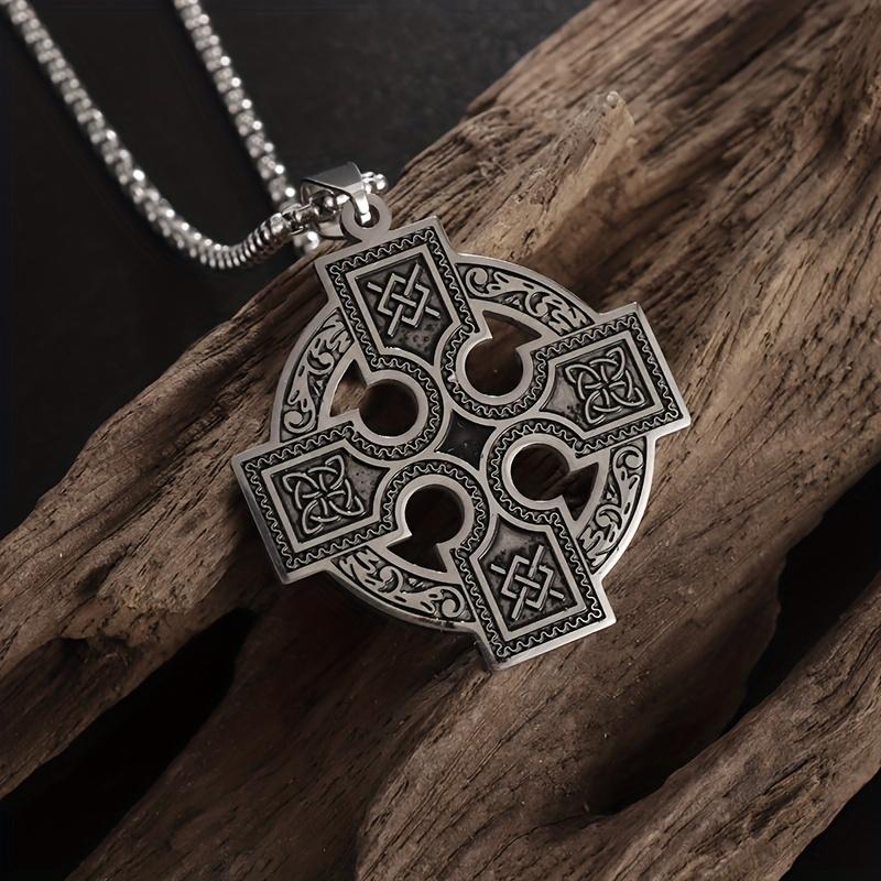 

Stainless steel cross pendant necklace with Irish symbol
