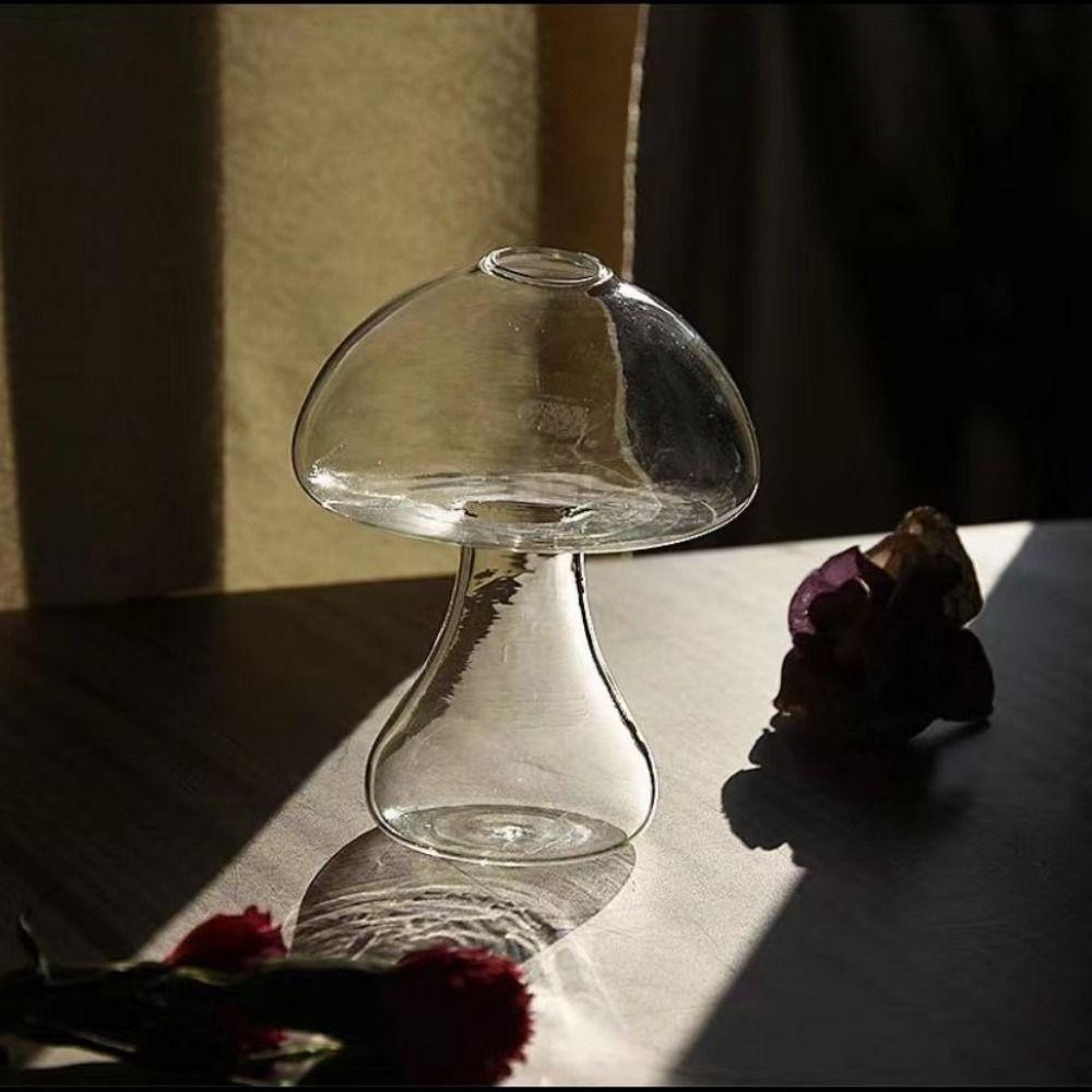 Mushroom Style Hydroponics Plant Vase DIY Transparent Glass Vase  Home Decor