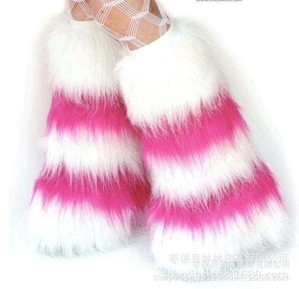 Subculture White Fluffy Socks Cover Women's Q Show Leg Ring Medium Tube Calf Socks Star Element Plush Leg Cover K