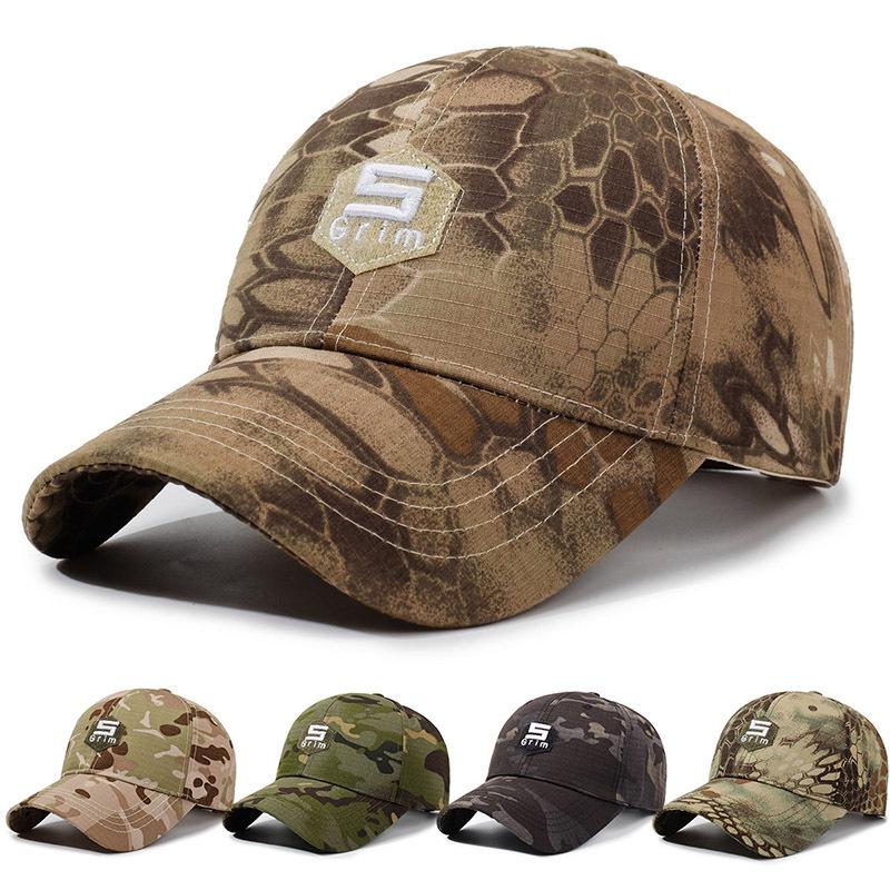 Men's Tactical Duckbill Cap - Snake Pattern Camouflage, Sun Protection, Outdoor Mountaineering Hat for Spring and Autumn.