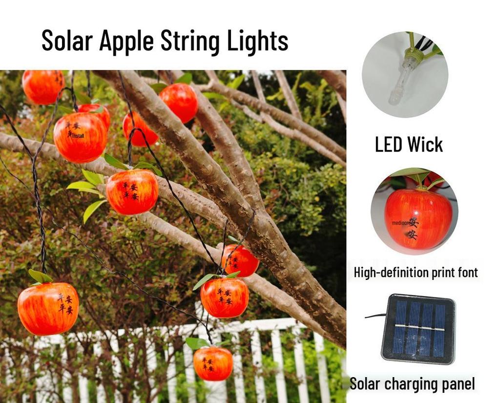 Waterproof Solar Fruit String Lights: Apple & Orange Harvest Festival Decoration