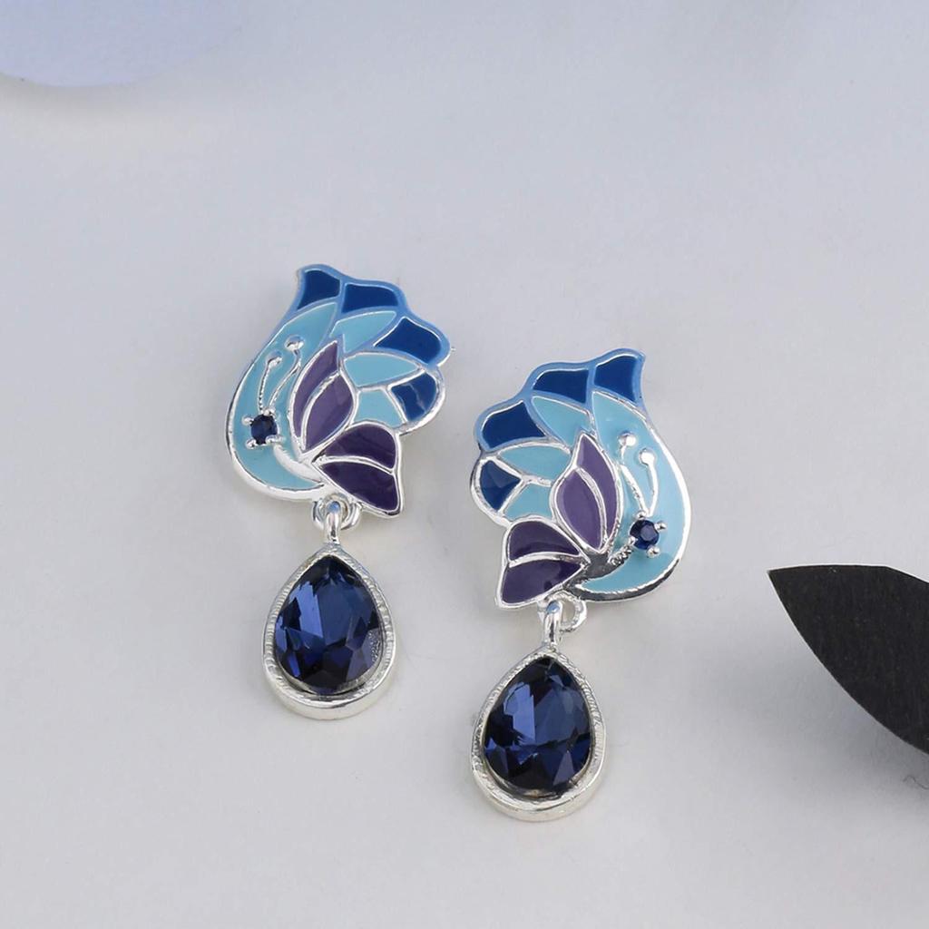 Womens Butterfly Dew Drop Pink Earrings