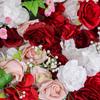Uflower Luxury 3D Red White Rose Flower Wall Wedding Backdrop Props Arrangement Curtain Hanging Fabric Floral Wall Decor