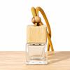 Empty Hanging Car Diffuser Bottles with Natural Wooden Lids Clear Glass Reusable for Homemade Car Air Fresheners