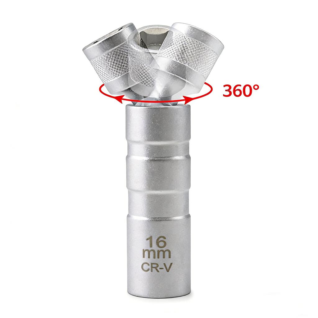 2Pcs Spark Socket Wrench Key Adapter Thin Wall 3/8" Drive 14mm 16mm Spark Plug Magnetic Remove Removal Gap Tool