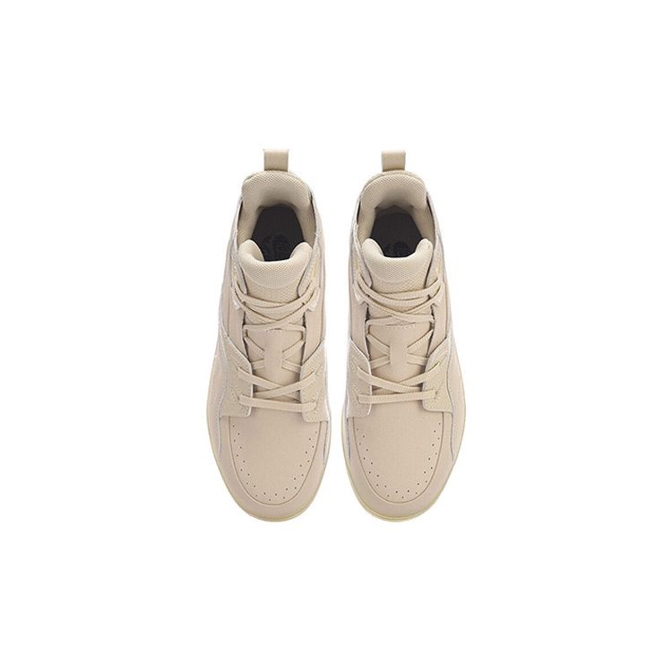 LiNing Youth  High-Top Skate Shoes With Slip Resistance And Shock Absorption Kids Sneakers Beige YKCR012-2