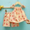 Summer New Korean-Style Floral Suspender Set With Shorts Two-Piece Stylish Summer Outfit For Girls Children'S Clothing For Spring