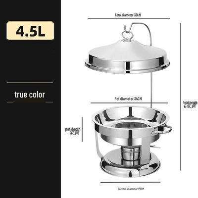 ZISIZ Round Hinged Lid Stainless Steel Chafing Dish 4.5L