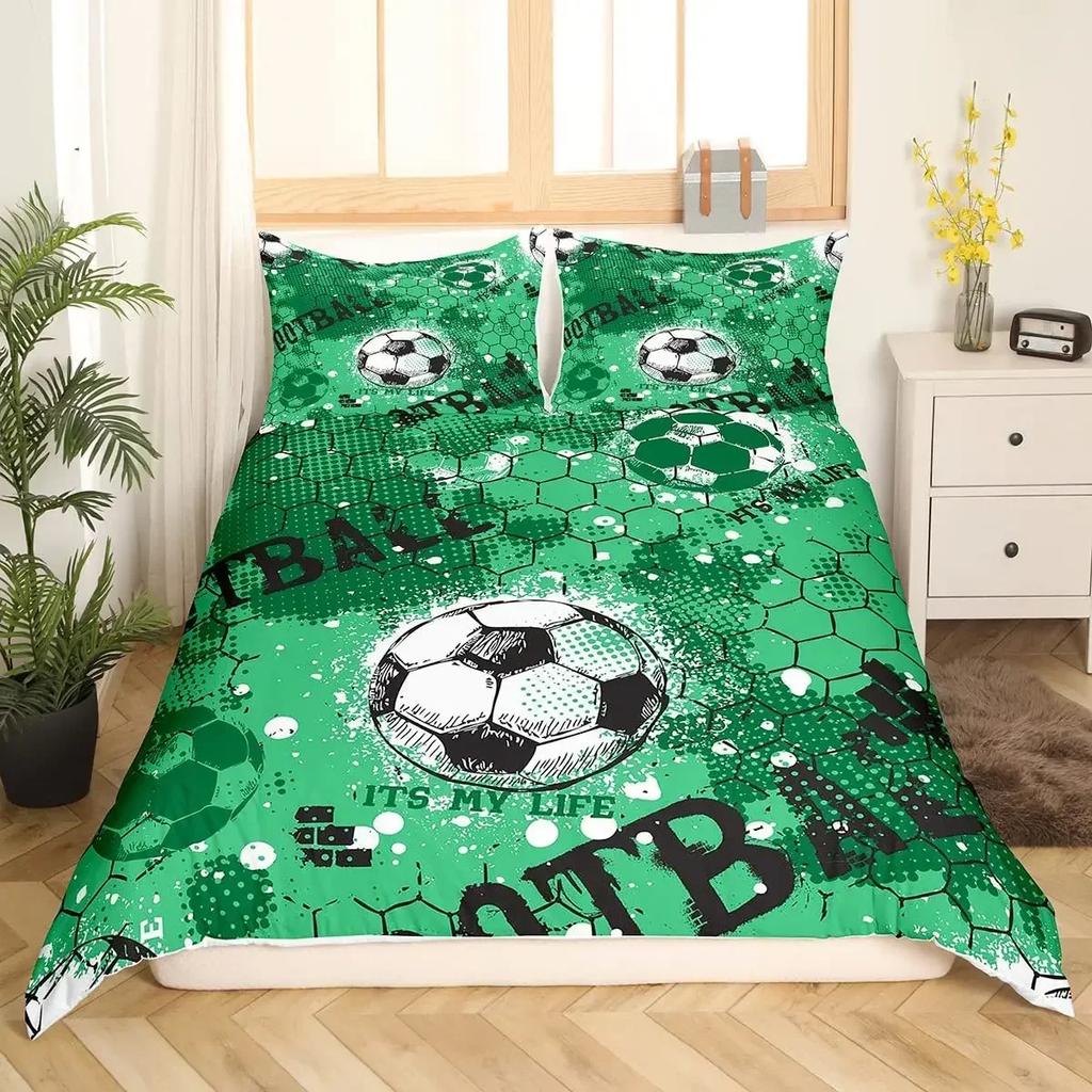 Fußball Handgezeichnete Skizze Fußballflagge Bequemer Bettbezug Kissenbezug Bettwäscheset Kinder Schlafzimmer Dekoration Heimtextil