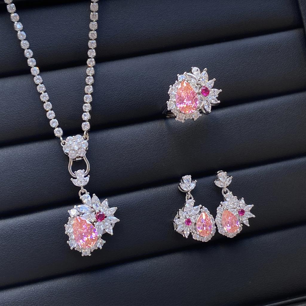 Valuable Lab Jade Diamond Jewelry set 925 Silver Engagement Wedding Rings Earrings Necklace For Women Bridal Party Gift