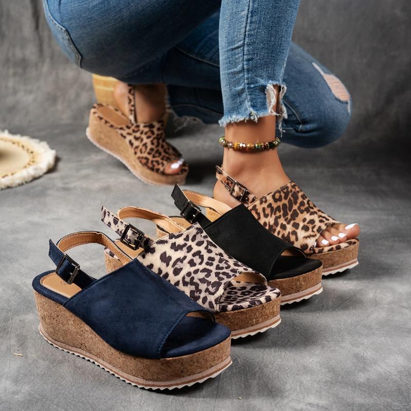 Fashion Women's Platform Sandals Summer Open Toed Wedge Sandals Sexy Leopard Print Design Sandal Women Casual Sandals Sandalias De Mujer