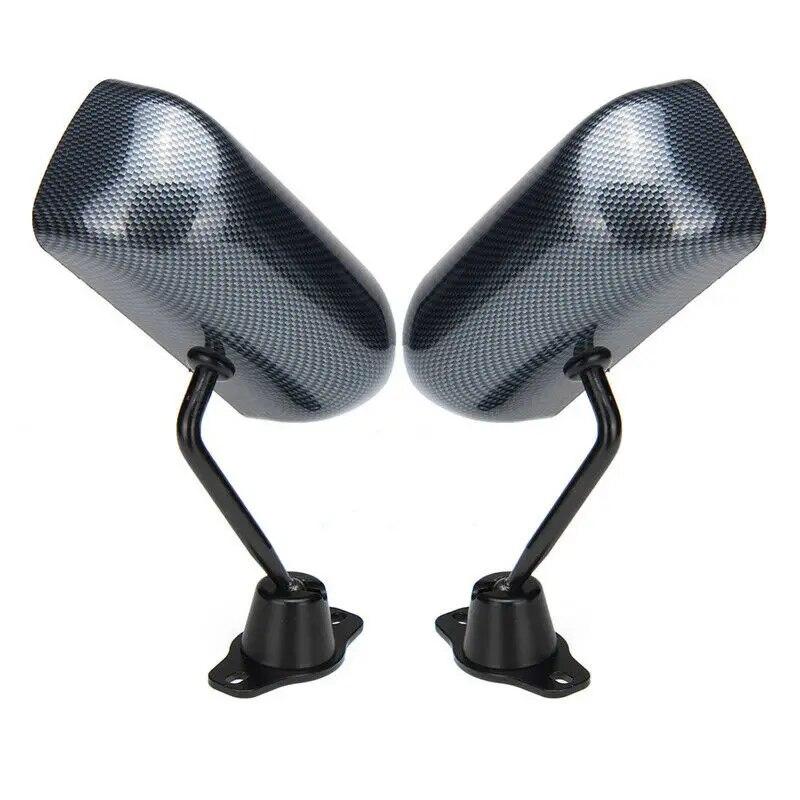 2x F1 Style Retro Car Side Rearview Mirror Pair Universal Vintage Blue Lens Side Glass Wide Angle Metal Rear View Mirror
