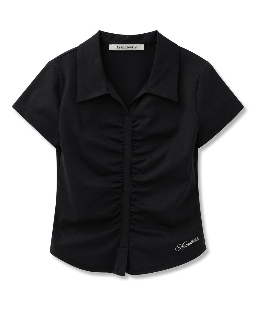 AVANDRESS Bellin Sorona Collar Shirring Tee_3 Colors