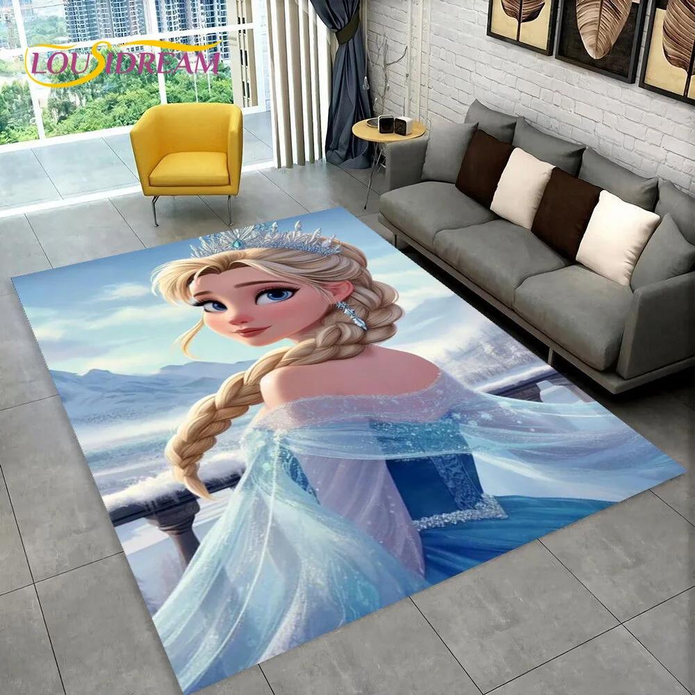 Frozen Elsa Princess Snow Queen Cartoon Carpet Rug for Home Living Room Bedroom Sofa Doormat Decor,Kid Non-slip Floor Mat