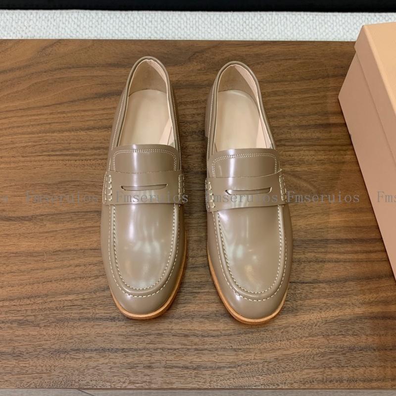 

Женские туфли-балетки высшего качества с круглым носком из натуральной кожи, повседневные, удобные, простые, элегантные, деловые, модные лоферы для офиса 42 темные хаки