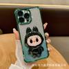 Four corners anti-drop cartoon rabub suitable for iPhone16 mobile phone case electroplated mirror bracket Apple 15promax