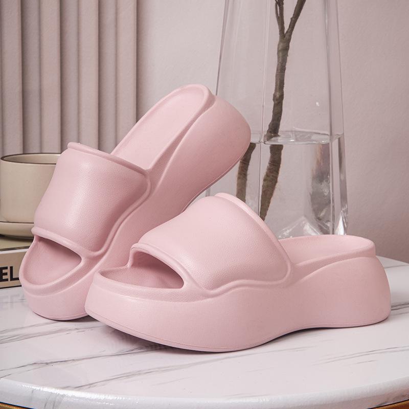Women's Non-Slip Height-Boosting Beach Slippers - 7cm Thick Sole, Fashionable Outdoor EVA Footwear