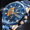 Men's Luxury Waterproof Sport Quartz Chronograph Date Wristwatch Fashion Sports Stainless Steel Clock With Luminous
