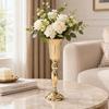 Vases trompettes Support à fleurs Centres de table, Vases urnes avec finition dorée, Corps cannelé et base large pour présentoirs décoratifs d'intérieur