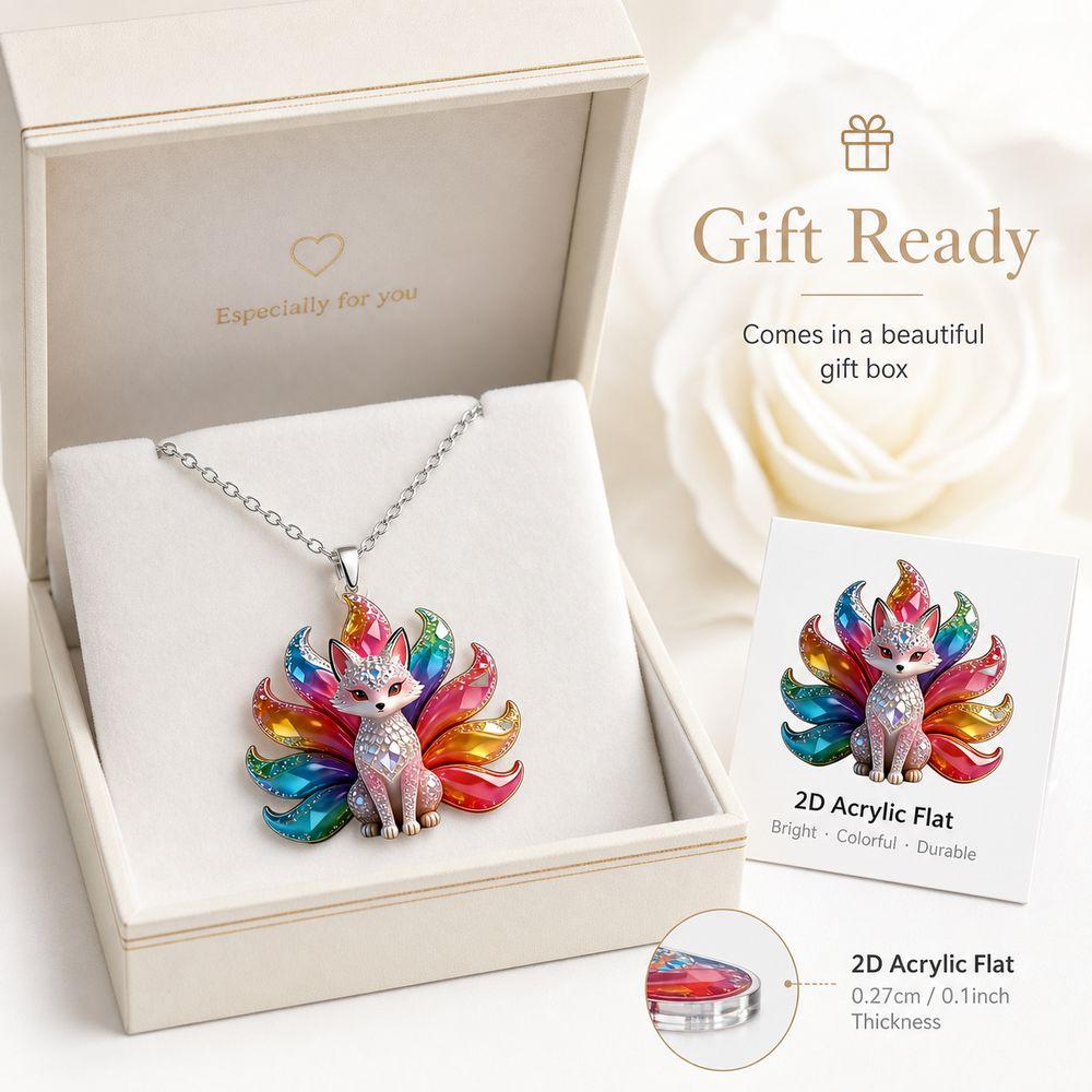 Colourful Shining Fox Pendant Necklace Chinese Style Animal Pendant Necklace  Women Daily Wear