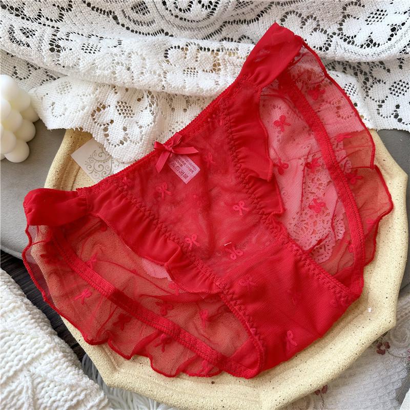 Söta Underkläder Mesh Rosett Omlott Höft Bekväma Trosor Låg midja Trosor för Kvinnor