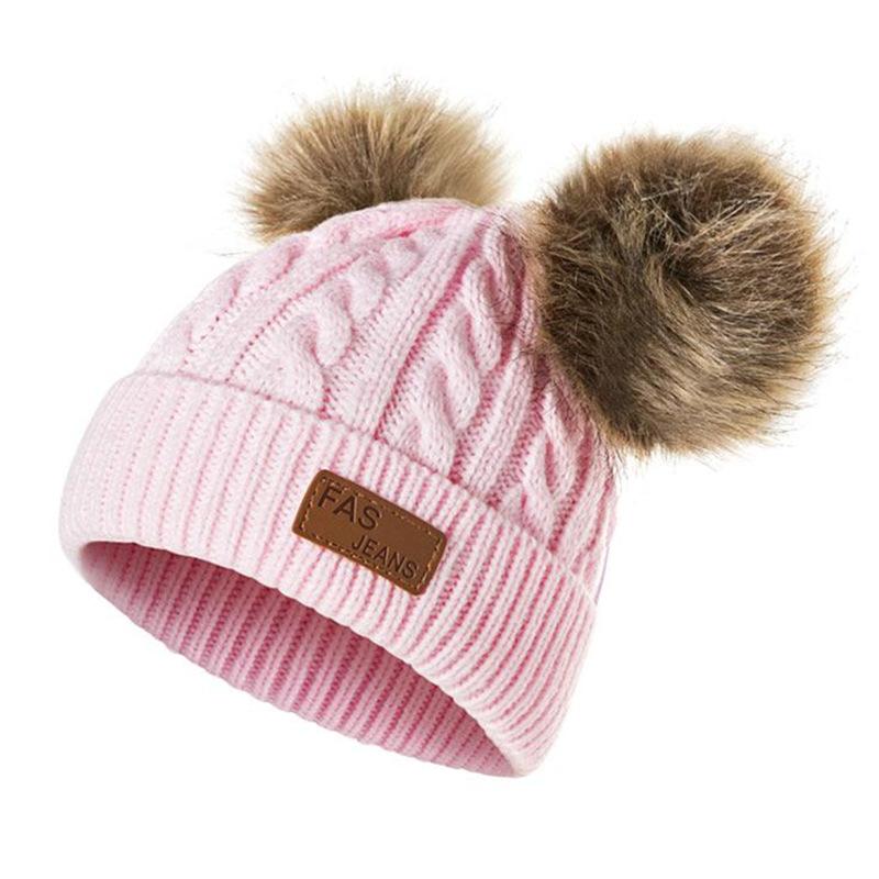 New Kid Hat Children Double Pompom Winter Hat Cute Knitted Hat For Girls Boys Casual Girls Hat Baby Beanie Cap